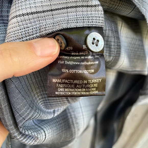 Ted Baker blue plaid “ Buldate tapered fit” buttondown, Ted  size 3 (medium) - Picture 11 of 12